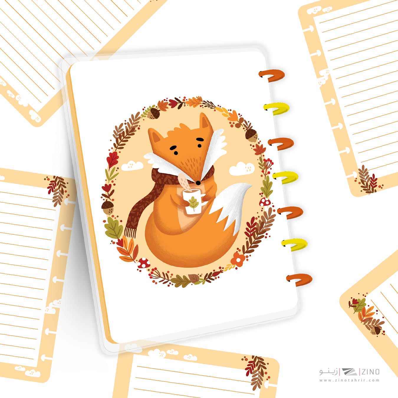 دفتر100برگ20*14جلدطلق پرسی دکمه ای آبرنگ سری تصویرسازی هپی کدA005