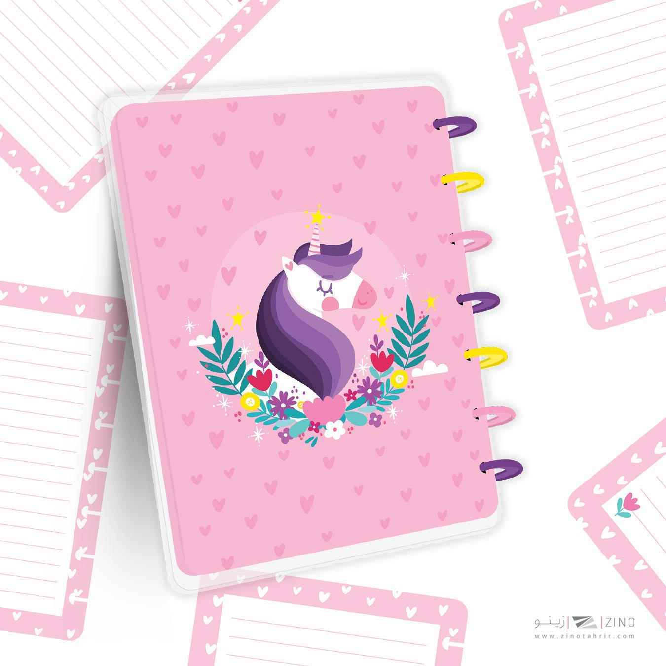 دفتر100برگ20*14جلدطلق پرسی دکمه ای آبرنگ سری تصویرسازی هپی کدA005