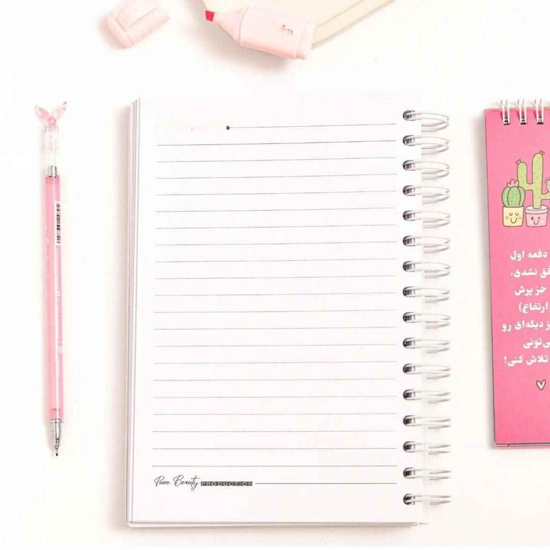 دفتر100برگ A5 خطدار سیمی جلدسخت (کاغذ سفید) برگ سری پیور بیوتی کد71514