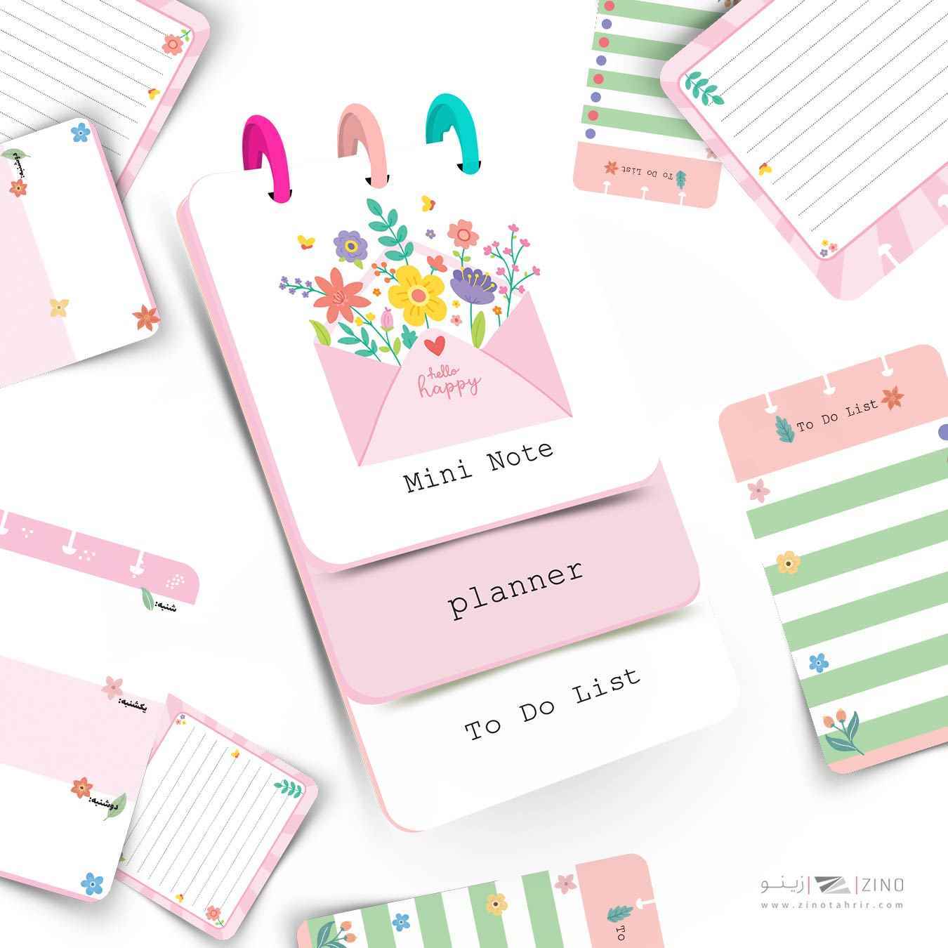 دفتریادداشت90برگ دکمه ای آبرنگ سری پله ای