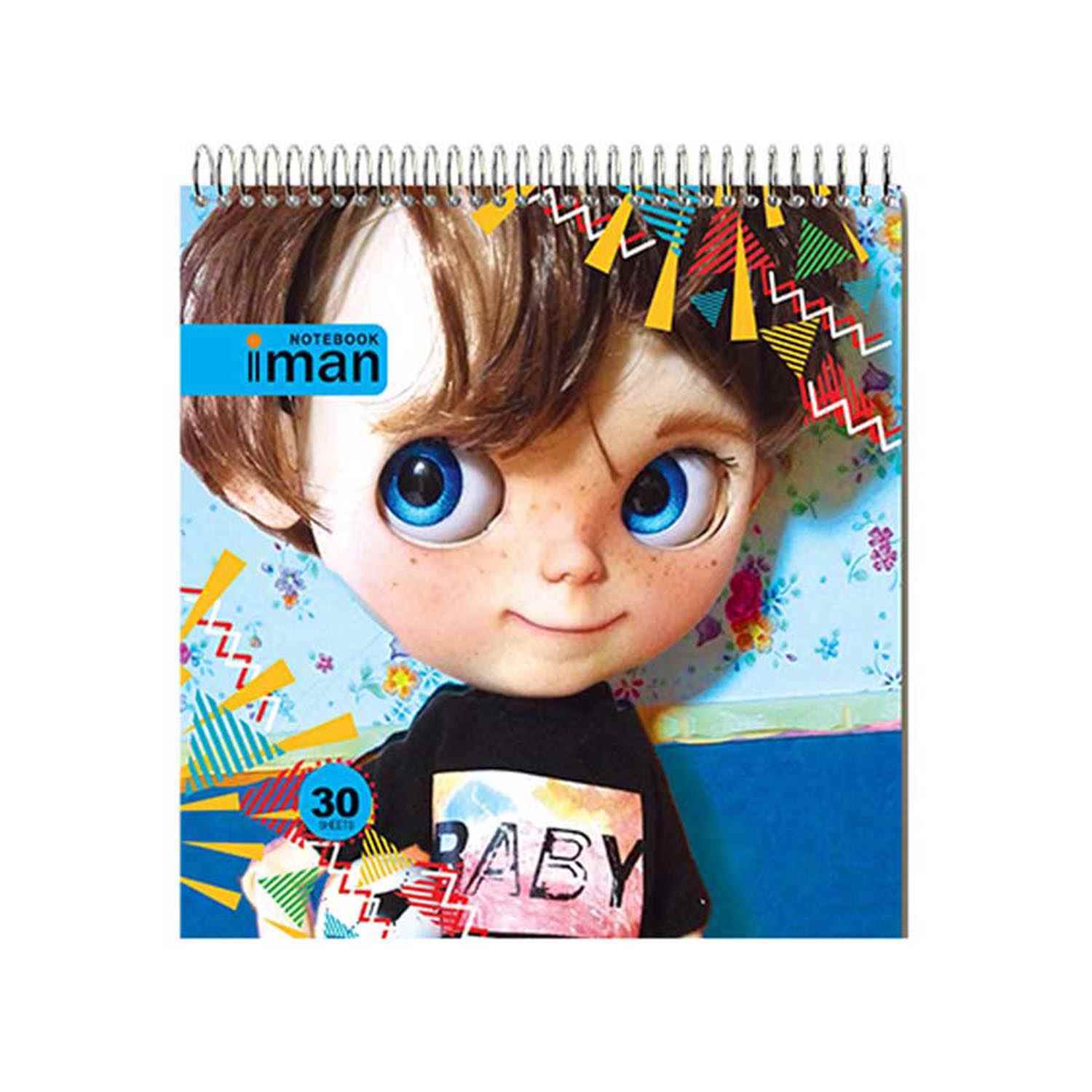 دفتر30برگ نقاشی کد9016 سیم ازبالاطرح عروسکی ایمان