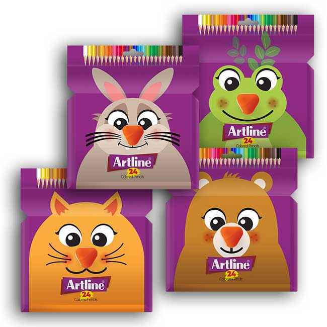 مدادرنگی24رنگ جعبه مقوایی آرت لاین کدECP24-P/IL