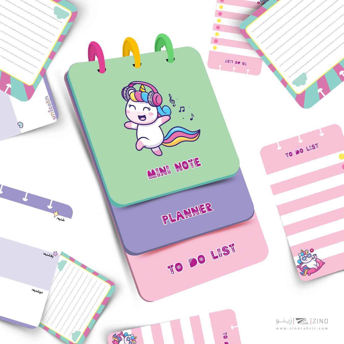 دفتریادداشت90برگ دکمه ای آبرنگ سری پله ای