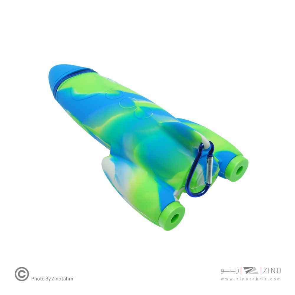 جامدادی تک زیپ سیلیکونی موشکی2 همراه با تراش خط کش و پاکن اسکول فنز کد92804-2