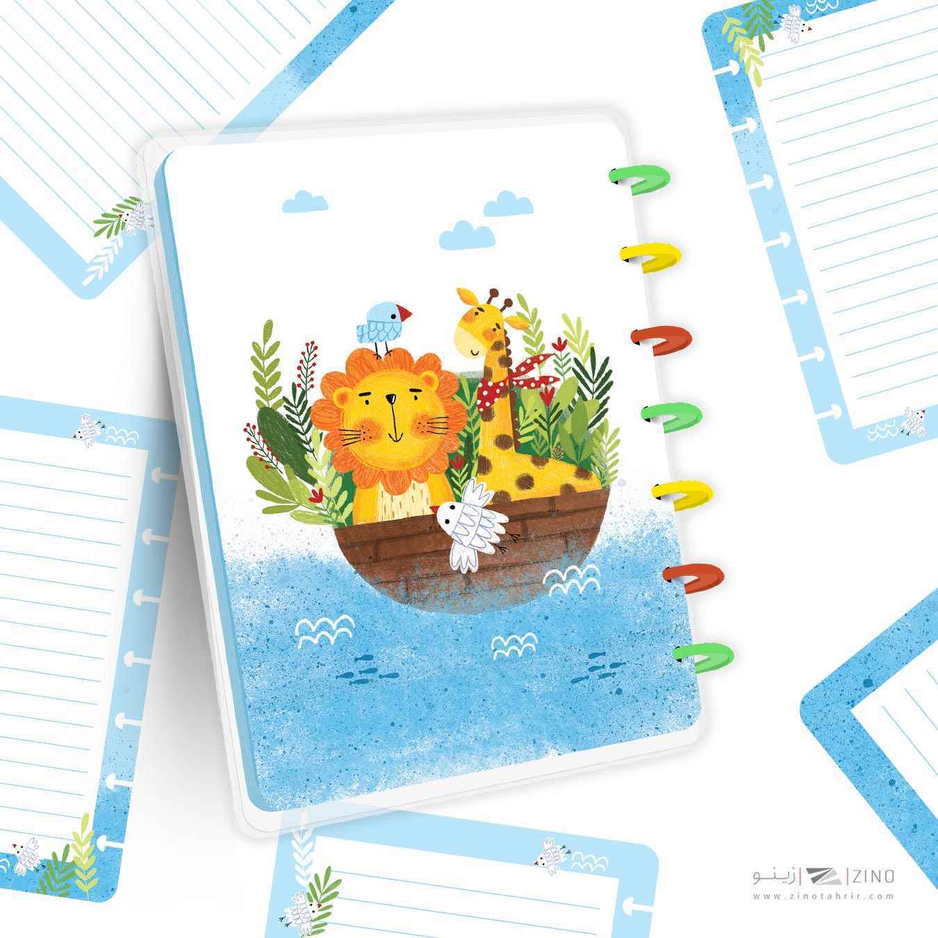 دفتر100برگ20*14جلدطلق پرسی دکمه ای آبرنگ سری تصویرسازی هپی کدA005