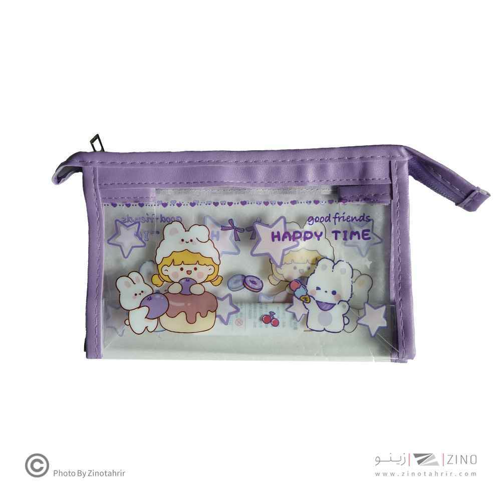 جامدادی تک زیپ دور چرمی طلقی موکا کد2242