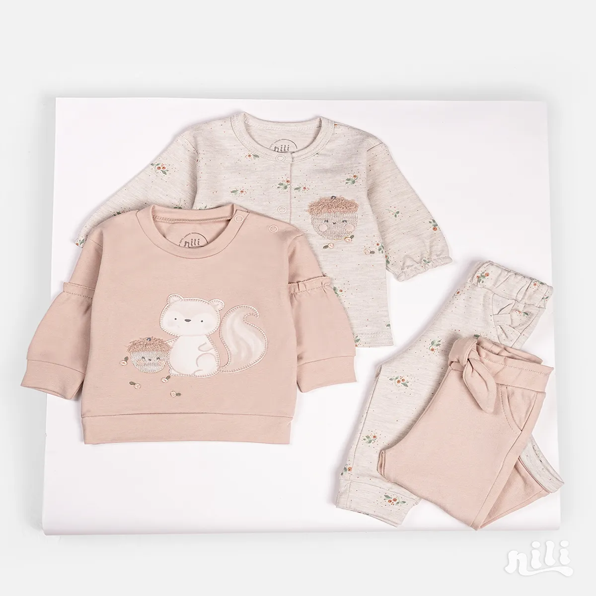 بلوز آستین بلند ملانژ طرح فندق 9715