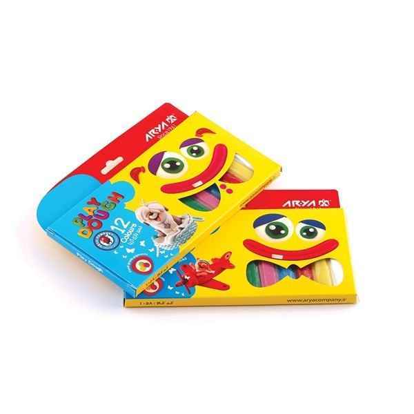 خمیر 12 رنگ مقوایی مدل 1058 آریا   12 بسته