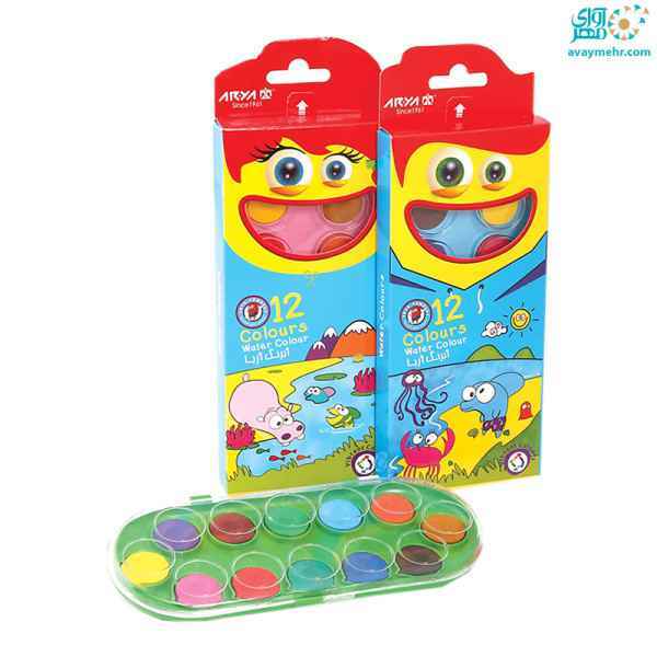 آبرنگ 12 رنگ بیضی کوچک مدل5003 آریا  12 جعبه