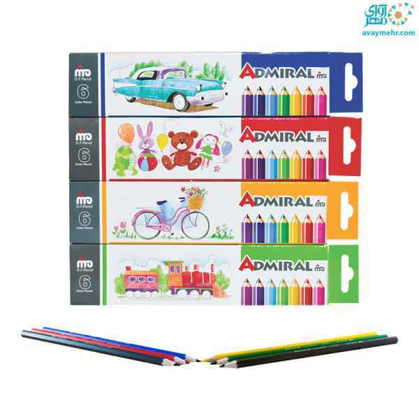 مداد 6 رنگ مقوایی  ادمیرال 12 جعبه ای