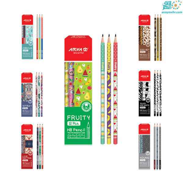 مداد طرح دار مشکی مدل 3039 آریا 24 جعبه‎ای