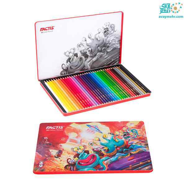 مداد 36 رنگ فلزی تخت  فکتیس 8 جعبه‏ای