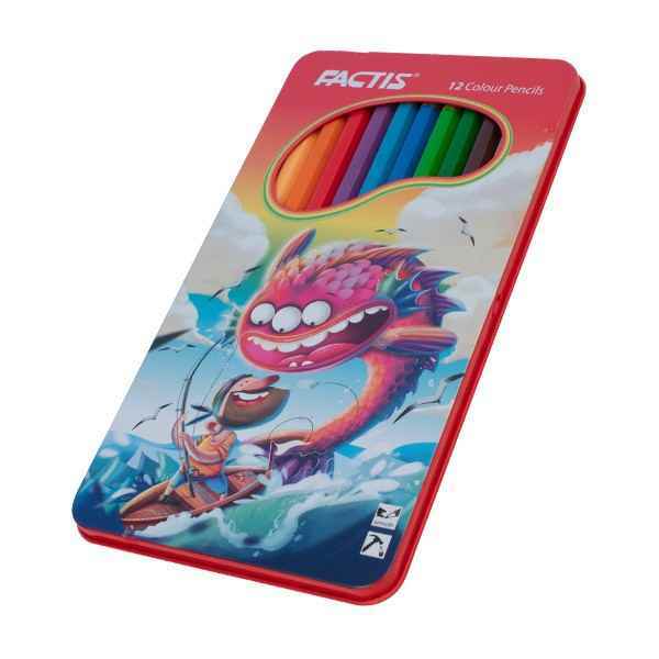 مداد 12 رنگ فلزی تخت فکتیس 24 جعبه‎ای
