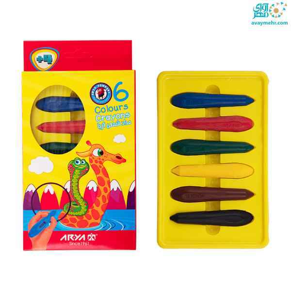 مداد شمعی 6 رنگ کرایون 2051 آریا یک بسته