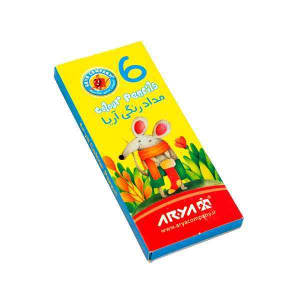 مداد 6 رنگ کوتاه مقوایی 3071 آریا شیرینگ 96 عددی