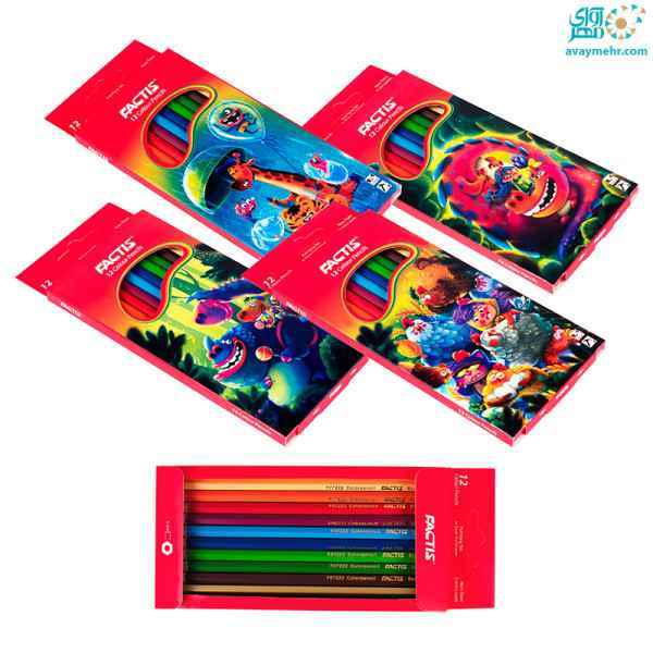 مداد 12 رنگ مقوایی  فکتیس 24 جعبه ای