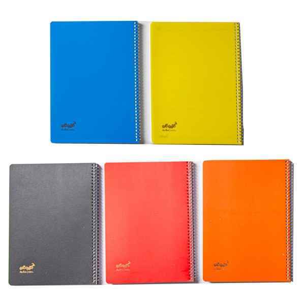 دفتر 80 برگ تک خط فنری جلد طلقی رنگی کتیبه قلم تک جلدی -شیرینگ 10 جلدی