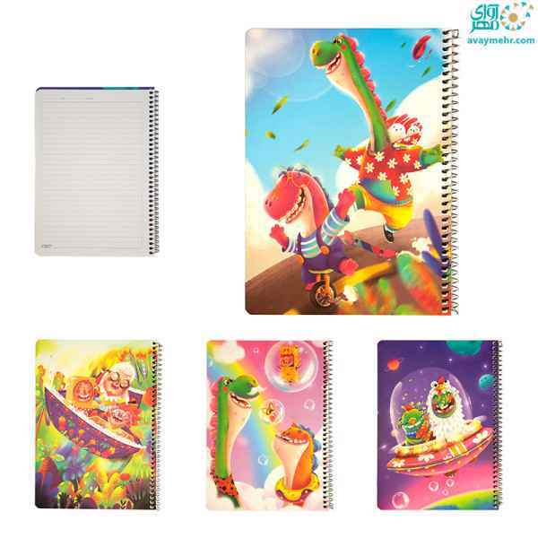 دفتر 80 برگ فنری تک خط ایندربرد طرح جور کتیبه شیرینگ 12عددی