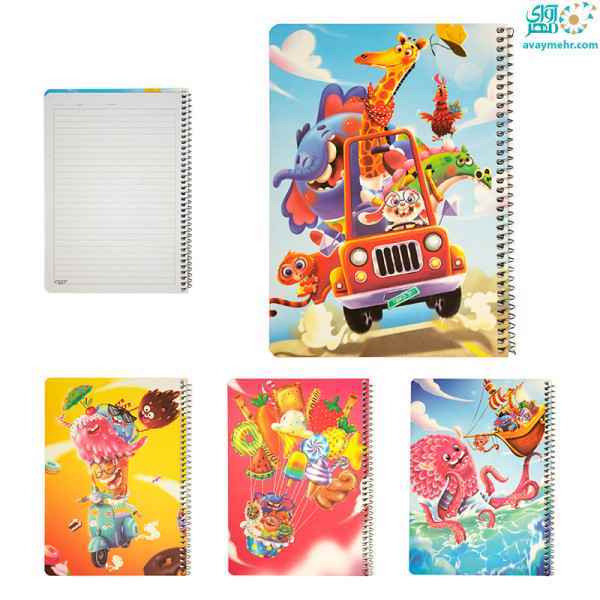 دفتر 50 برگ تک خط فنری ایندربرد سری مشق کتیبه تک جلدی -شیرینگ 16 عددی