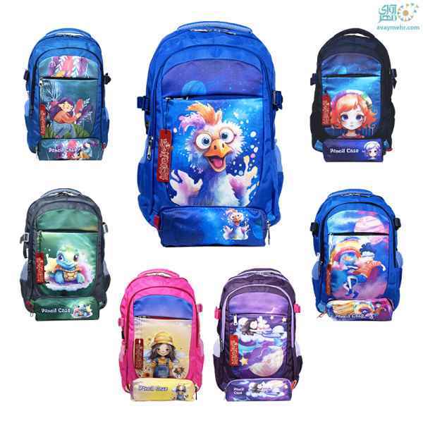 کوله پشتی کودکانه جامدادی دار255 انار تک عددی