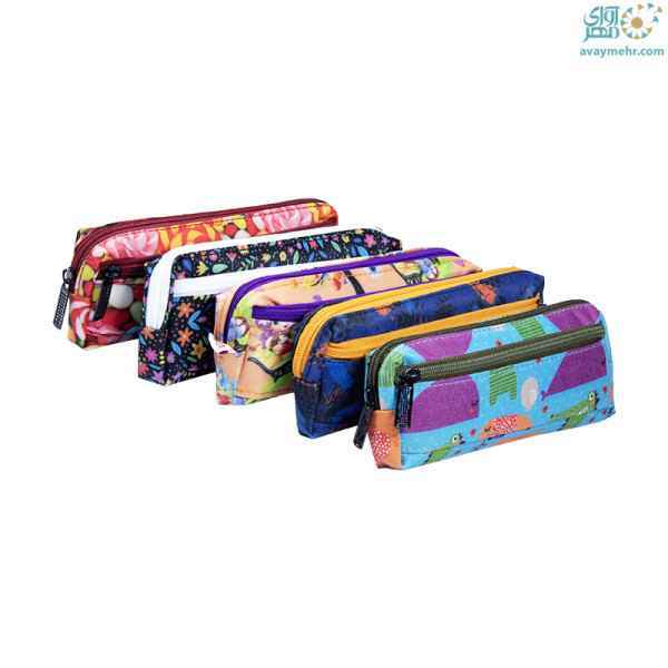 جامدادی دو زیپ طرح دار پاوین 5 عدد