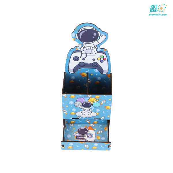 جا قلمی چوبی کشو دار فضانورد ja02 دکمه  تک عددی