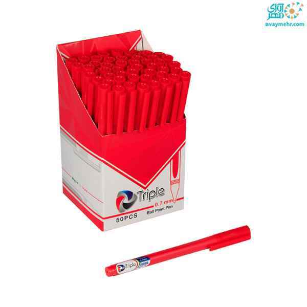 خودکار قرمز نوک 0-7 تریپل صدف بسته 50 عددی