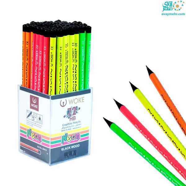مداد مشکی سه گوش چوب مشکی فسفری صدفی 20019 ووک 72 عددی