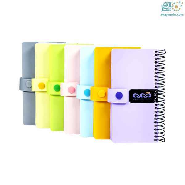 دفتر یادداشت 140 برگ طلقی دکمه دار 8016 کیمیا یک جلد