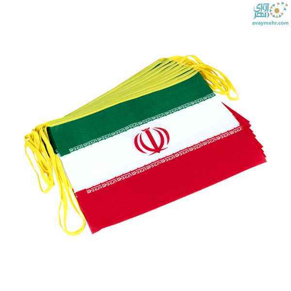 پرچم ایران مثلثی بزرگ پارچه ای 14 عددی ریسه ای متفرقه  بسته 10 ریسه ای