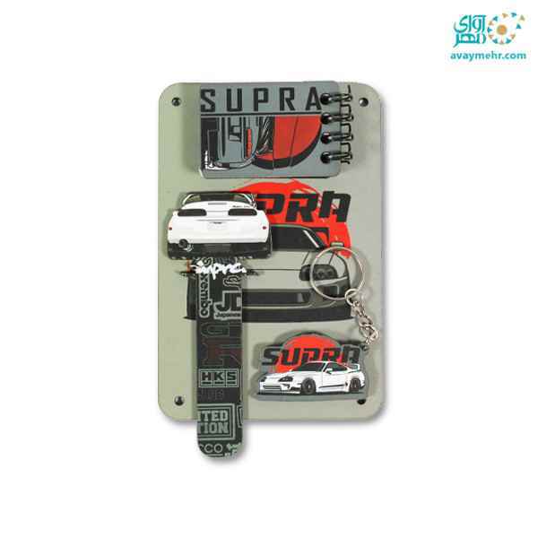 ست جاکلیدی و نشان کتاب و یادداشت چوبی تابلو دار دکمه یک بسته