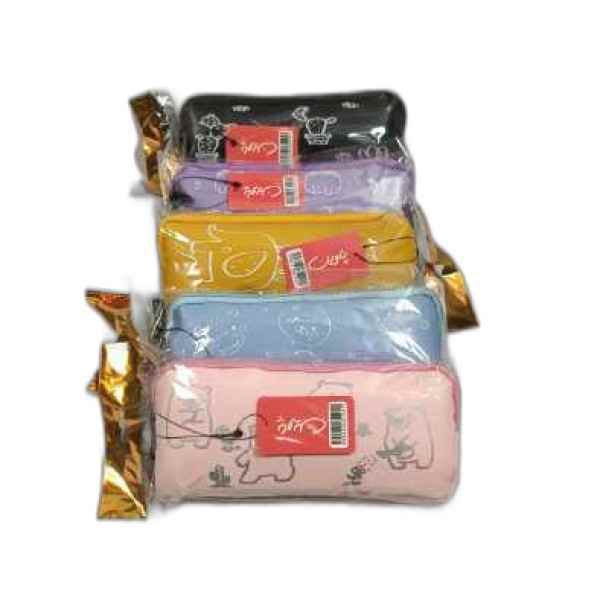 جامدادی تک زیپ چرمی پاستلی پاوین 5 عددی