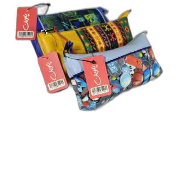 جامدادی فلت تک زیپ مخمل و چرم پاوین 5 عددی