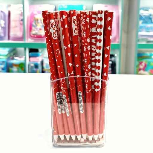 مداد قرمز گرد طرح دار 3950 آوات 72عددی