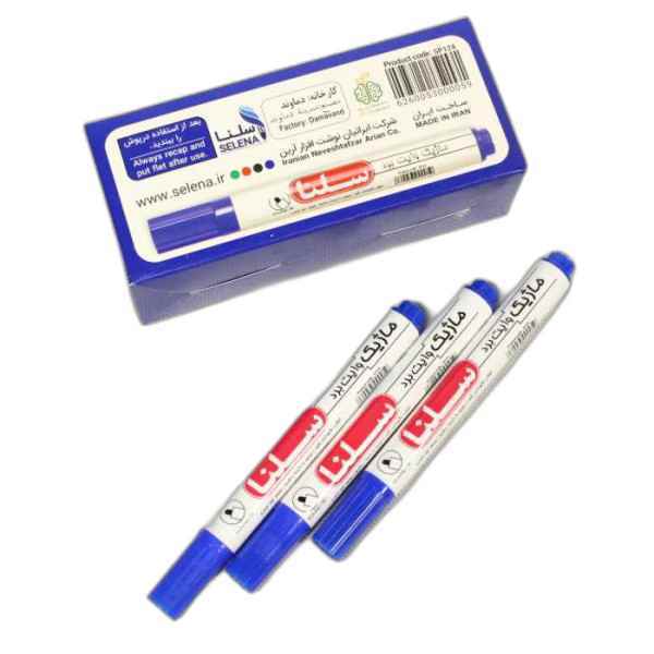 ماژیک وایت برد آبی نوک گرد سلنا 12عددی