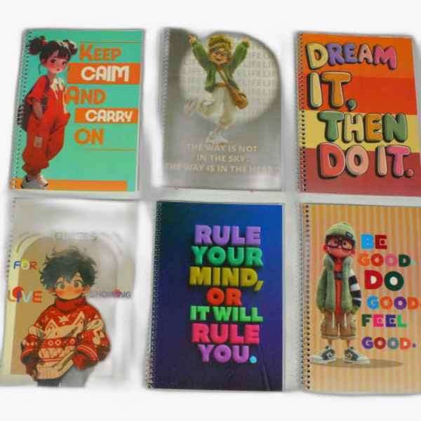 دفتر 50 برگ دوخط فنری طلقی طرح فانتزی امید دیمو تک جلدی