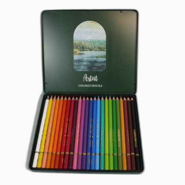 مداد 24 رنگ جعبه فلزی آرتیست 3902 آریا 12 عددی