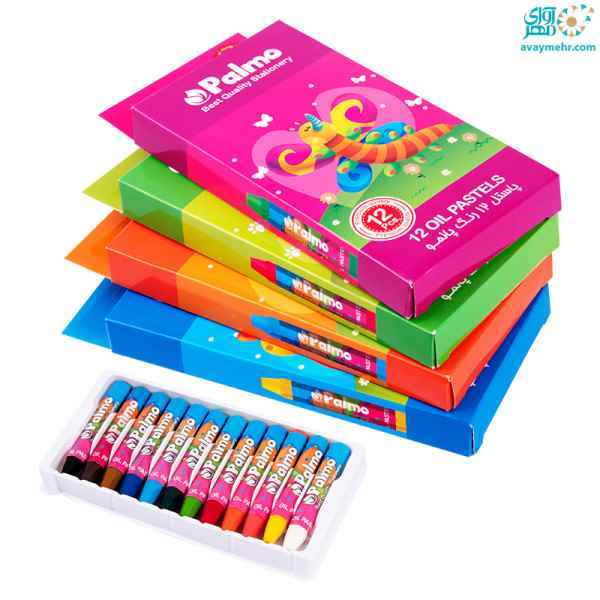 پاستل 12  رنگ مقوایی 2202 پالمو 12 جعبه