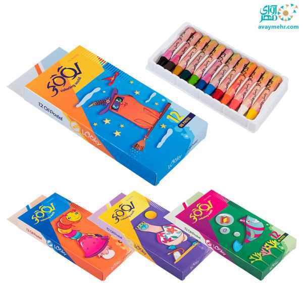 پاستل 12 رنگ جعبه مقوایی 8012  لوکی 12 جعبه