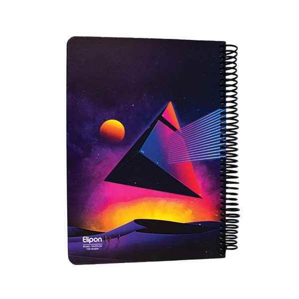 دفتر 40 برگ تک خط فنری جلد گلاسه طرح کلاسیک الیپون 2120004 تک جلدی