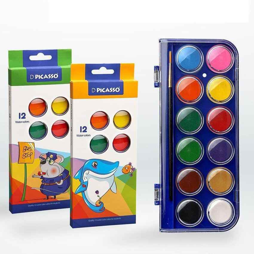 آبرنگ 12 رنگی مقوایی 1012 پیکاسو بسته 12جعبه ای