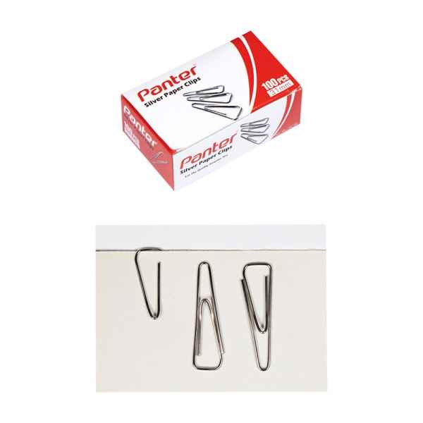 گیره کاغذ سه گوش نقره ای 31mm pc102 پنتر 100 عددی