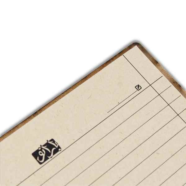 دفتر تک خط 40 برگ فنری جلد چوبی لیزری کاغذ کرافت بارانو یک جلد