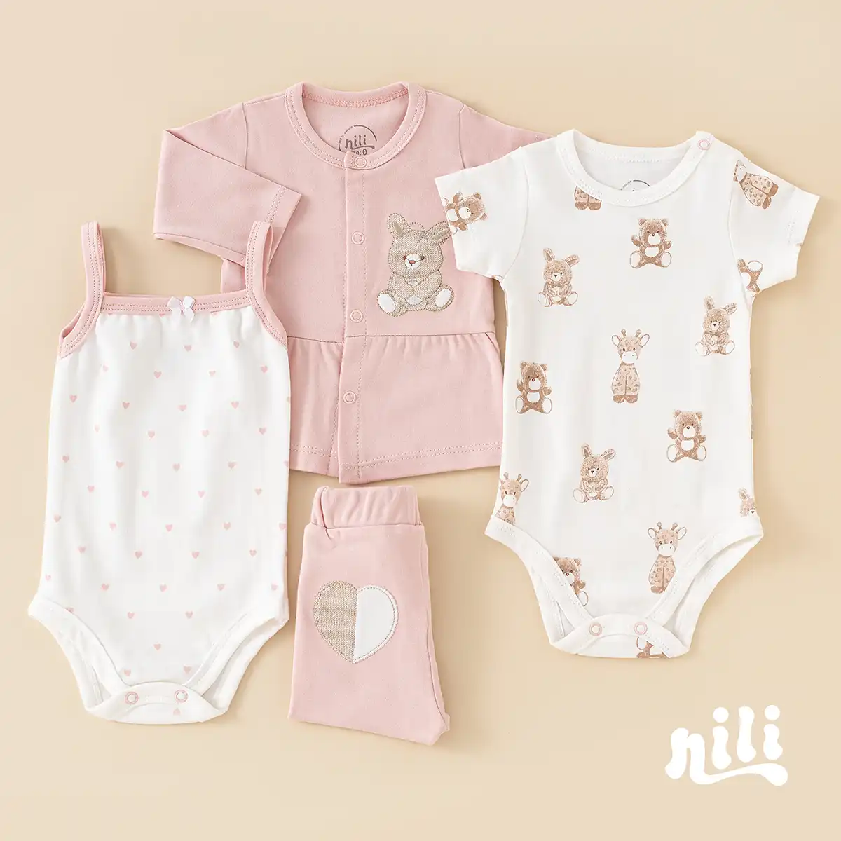 ست 13 تیکه بیمارستانی طرح قلب صورتی کد 3962