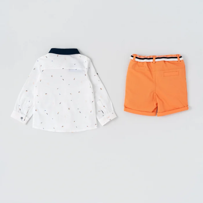 پیراهن و شلوارک پسرانه طرح قایق 196000b